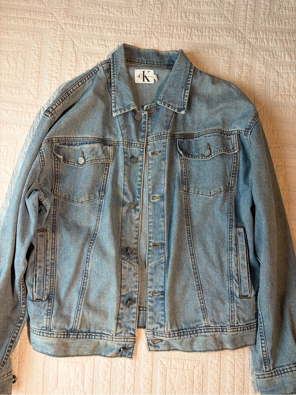 Calvin Klein Faded Blue Denim Trucker Jacket